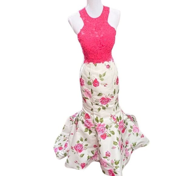 Sherri Hill Dresses & Skirts - Sherri Hill Womens 2 piece coral pink floral gown, sz 4 prom